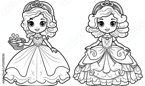 A group of little girls in princess dresses