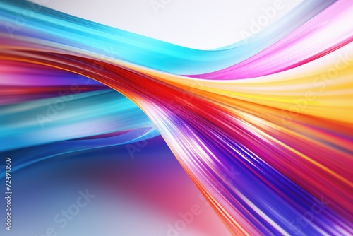 A vibrant and abstract design consisting of multiple colors set against a white backdrop, Rainbow-colored data torrent with dynamic motion blur, AI Generated