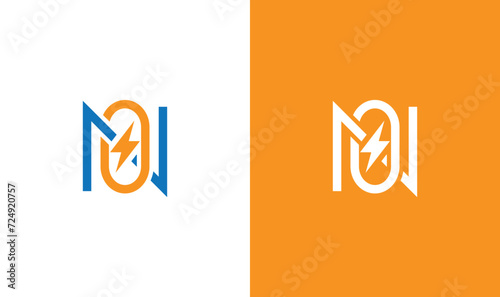 On letter with electric shock logo icon, letter o n logo icon 