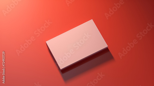 Blank business cards mockup on red background.