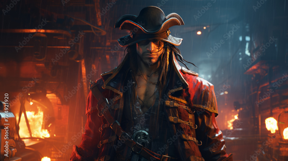 A pirate in cyberpunk style A pirate in cyberpunk style