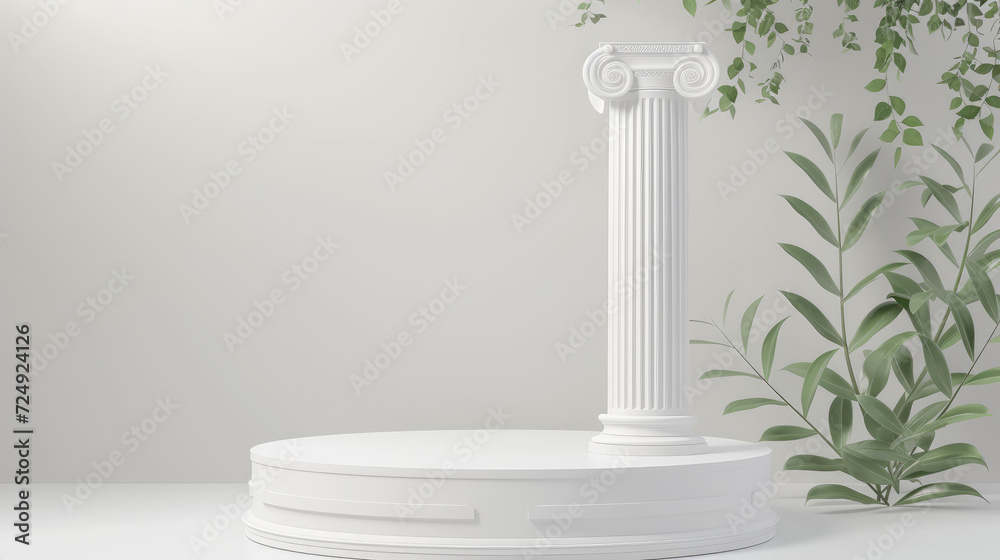 Background podium column 3d roman luxury greek white ancient display product classic. Podium platform background column pillar stage minimal stand beauty design greece render scene plant cosmetic rome Background podium column 3d roman luxury greek white ancient display product classic. Podium platform background column pillar stage minimal stand beauty design greece render scene plant cosmetic rome