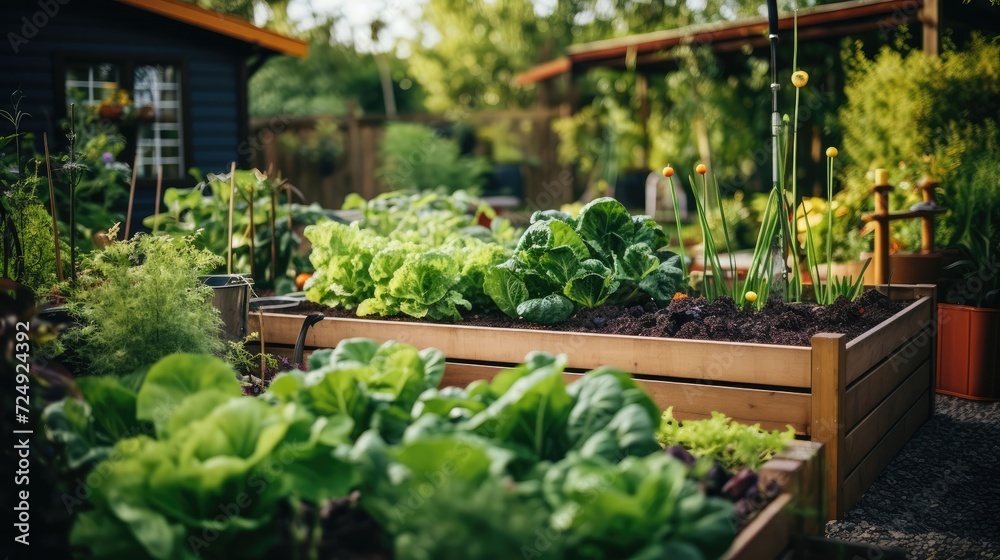 Vegetable garden close to kitchen outdoor, Slow living style Vegetable garden close to kitchen outdoor, Slow living style