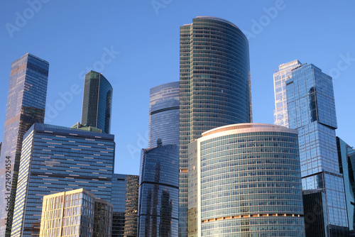 фотографія Moscow City International Business Centre dense standing high skyscraper buildin