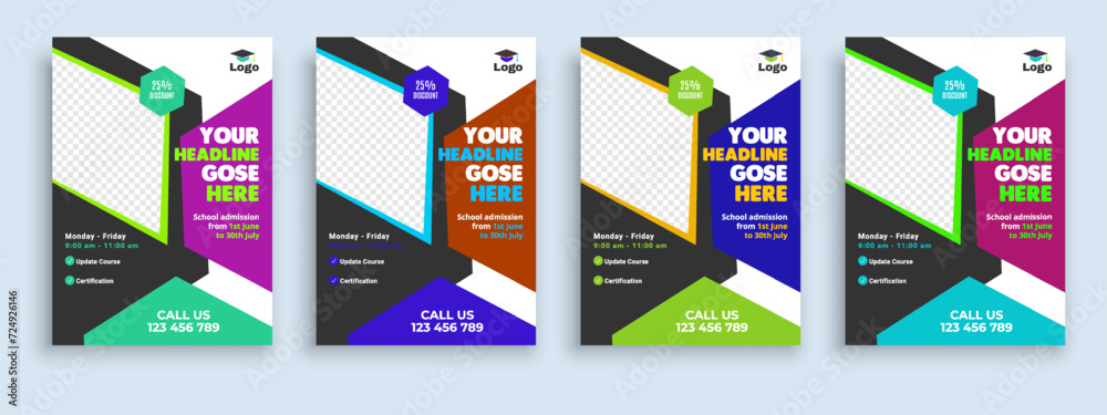 Flyer brochure cover template for Kids back to school education admission layout design template