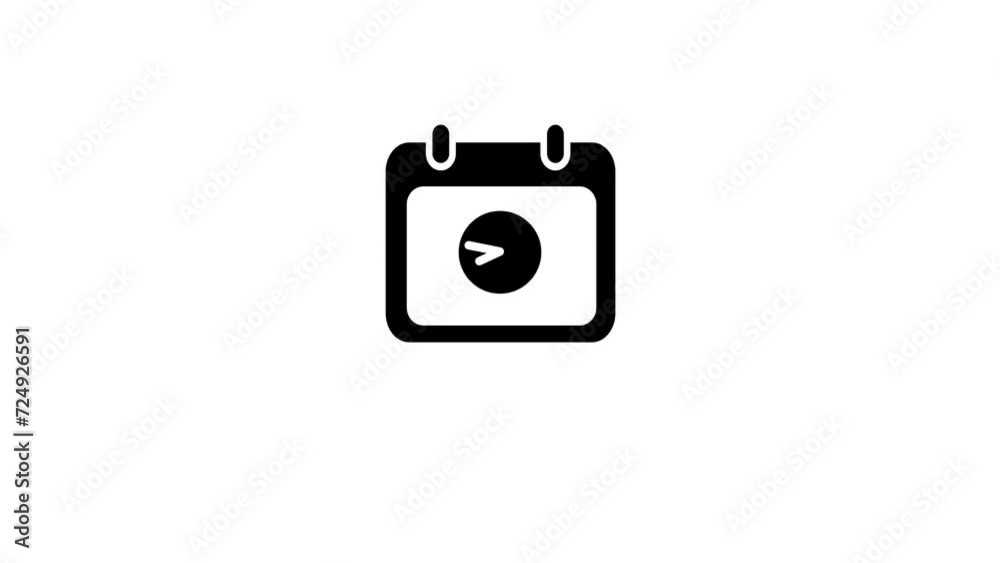 Animated clock icon on the date calender concept icon Animated clock icon on the date calender concept icon