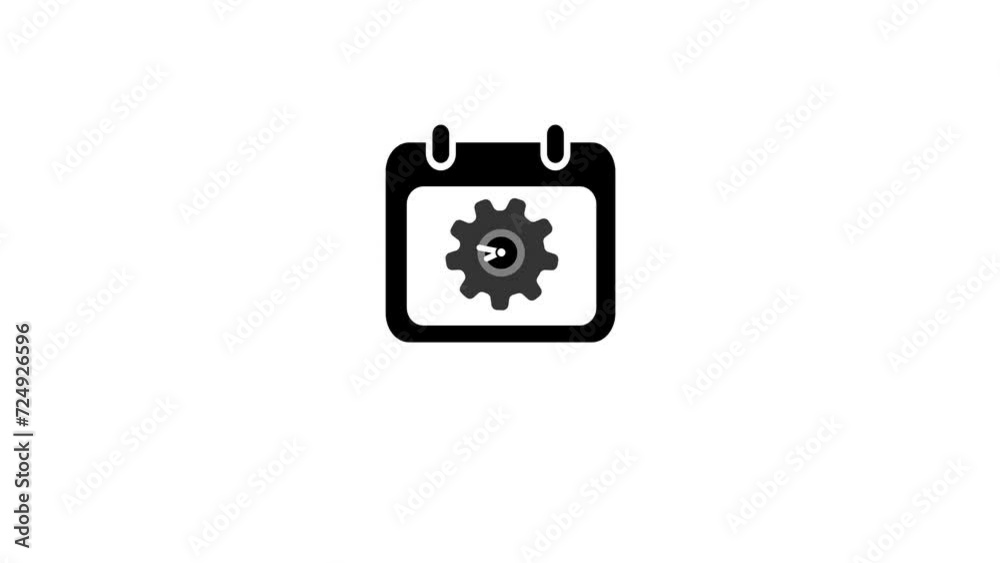 Animated clock icon with gear on the date calender concept Animated clock icon with gear on the date calender concept