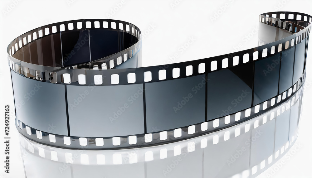 curve 35 mm filmstrip, blank filmstrip frame, isolated white background