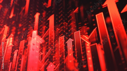 Red arrow concept for economic and business improvement growth signs. AI generated image photo