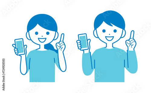 スマホ画面を見せながら解説する女性と男性