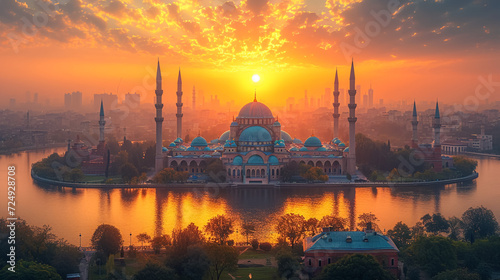 Holy Hagia Sophia Grand Mosque full panorama  Istanbul  Turkey