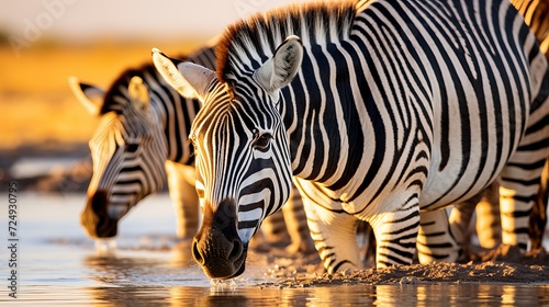 Herd of zebra eating glass field in etosha national park  namibia
