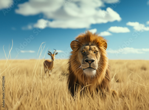A lion and a gazelle