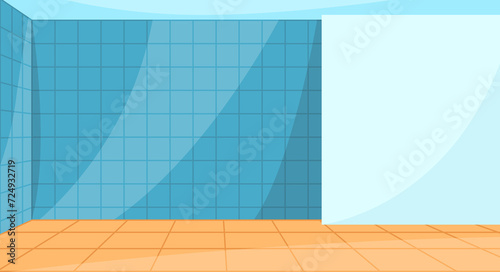 Cartoon bathroom blue mosaic tiles on floor and wall. Also can be use as tile floor or wall of swimming pool and toilet.  ceramic pattern background texture