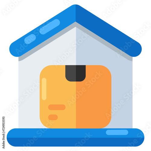 A flat design icon of warehouse
