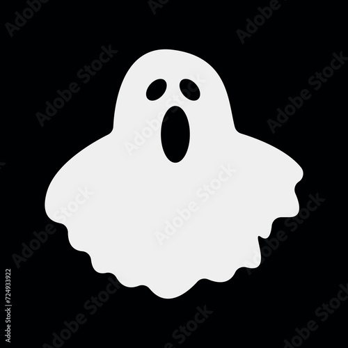 White ghost icon. Terrible character tries to scare, raises his hands up. Halloween and scary autumn holiday. Cartoon flat vector illustration
