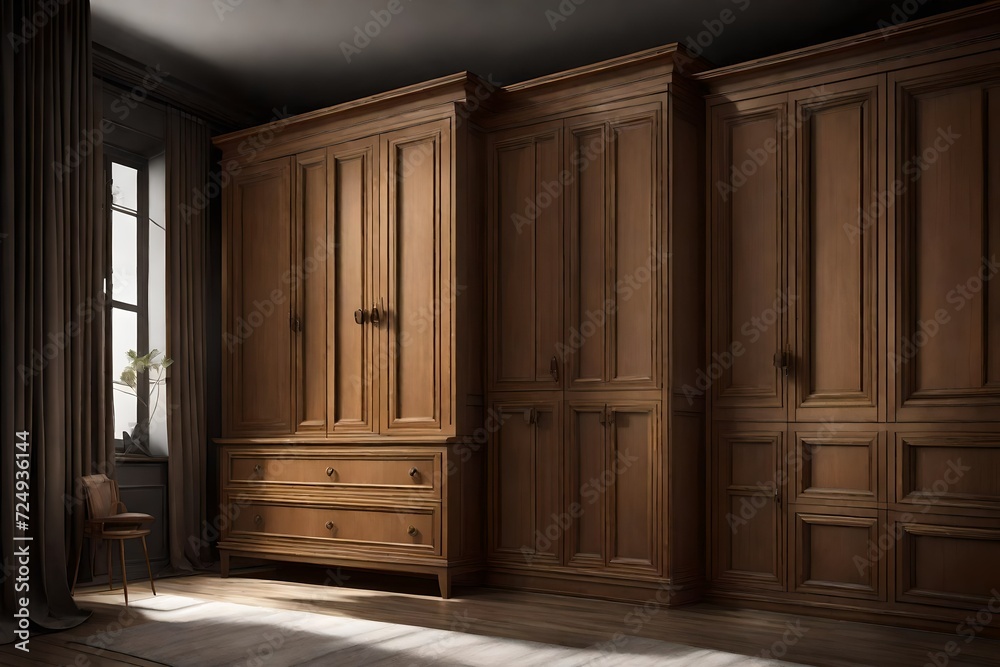 Artisan Craftsmanship Master Bedroom Wardrobe, Vray Style, Neoclassical Simplicity, Contrasting Light and Shadow, Helene Knoop, Wood, Rich Caramel, Classic Modern Artisan Craftsmanship Master Bedroom Wardrobe, Vray Style, Neoclassical Simplicity, Contrasting Light and Shadow, Helene Knoop, Wood, Rich Caramel, Classic Modern