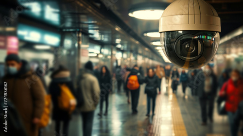 Busy Subway Station Under Surveillance photo