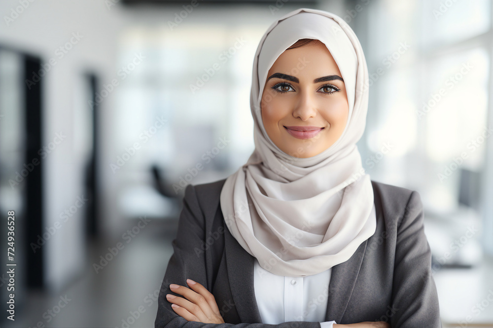 Generative AI technology conceptual picture Young confident arabian asian muslim woman in abaya hijab Generative AI technology conceptual picture Young confident arabian asian muslim woman in abaya hijab