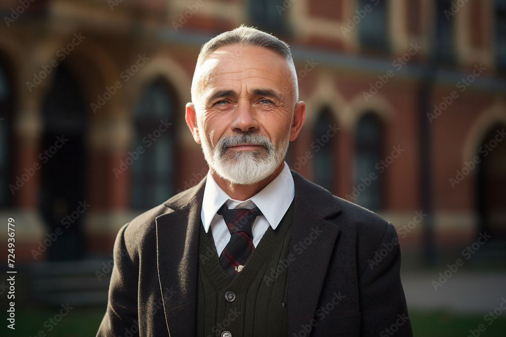 AI generated photo of smiling mature intelligent person working in university AI generated photo of smiling mature intelligent person working in university