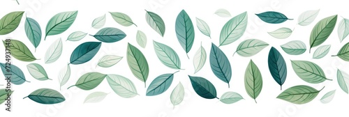 Leaves of trees on white background watercolor