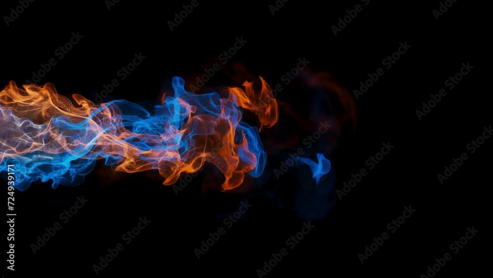 3D animation of two flames moving from behind the screen to the center of the frame. During the movement, the blue and red flames rotate relative to each other. The file contains the Alpha Channel. 3D animation of two flames moving from behind the screen to the center of the frame. During the movement, the blue and red flames rotate relative to each other. The file contains the Alpha Channel.