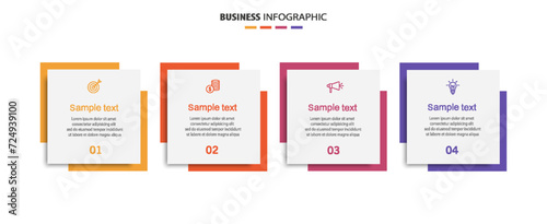 Business infographic design template with 4 options, steps or processes. Can be used for workflow layout, diagram, annual report, web design 