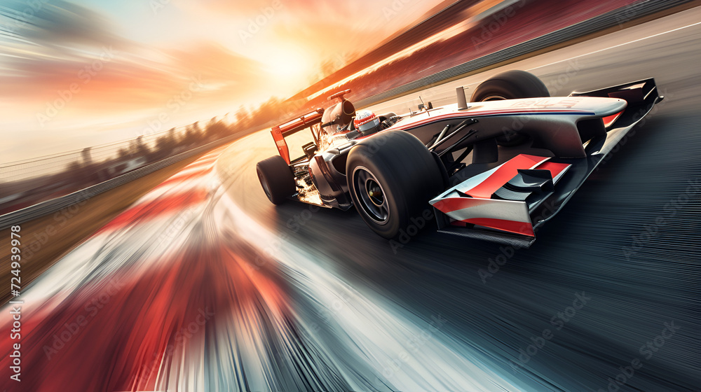 Feel the speed! Dynamic racing car image with blurred background, freeze-framing intense race intensity. Experience the thrill of high-speed racing