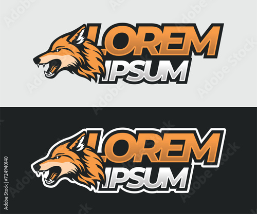 Fox head logo illustration, esport gamer team logo design, wolf head logo design