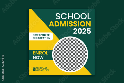 School Admission social media post, Banner design