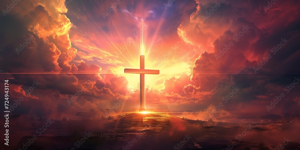 bright illustration of christian cross
