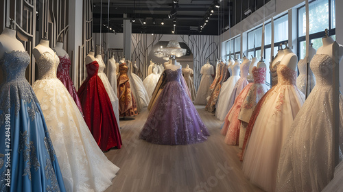 Elegance in every detail! Explore our upscale boutique concept featuring prom gowns, wedding dresses, and more. Perfect for showcasing diverse formalwear options. photo