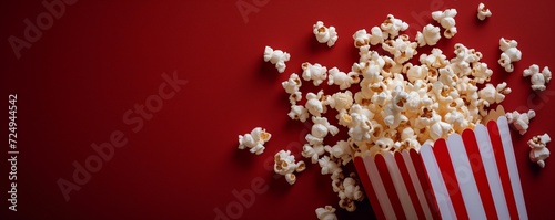 Delicious Popcorn Scattering From a red striped box