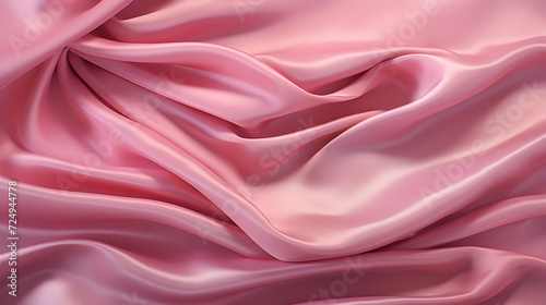 Pink colored silk satin wave background,, close up of a pink satin fabric Pro Photo 