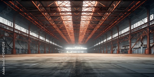 empty steel structure workshop background