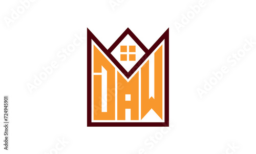 DAW initial letter real estate builders logo design vector. construction ,housing, home marker, property, building, apartment, flat, compartment, business, corporate, house rent, rental, commercial