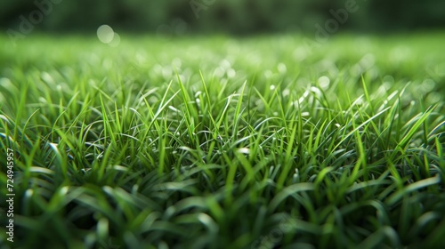 Close-up of green grass field with blurred background