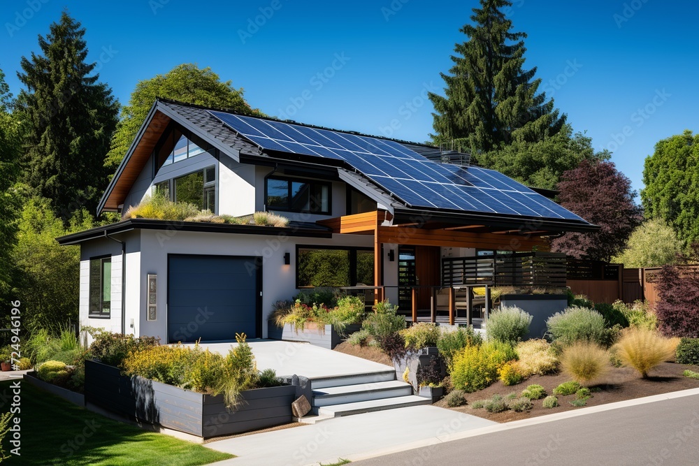 Discover the allure of a suburban dream home, showcasing contemporary architecture and eco-friendly features. This passive and energy-efficient house boasts generous insulation, efficient windows, 