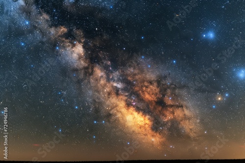 Amazing view of the night sky showing the Milky Way and various constellations. photo
