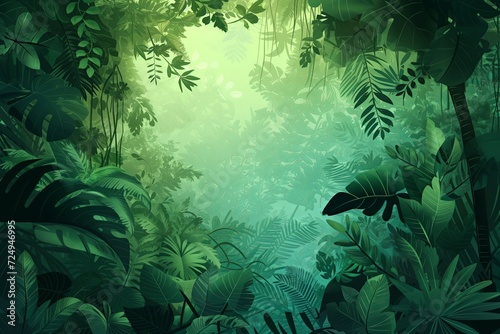 Lush Jungle Foliage Background  Illustration of Dense Tropical Greenery
