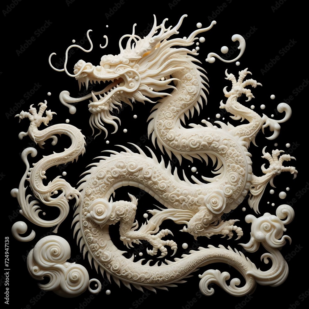 a chinese dragon made by milk liquid