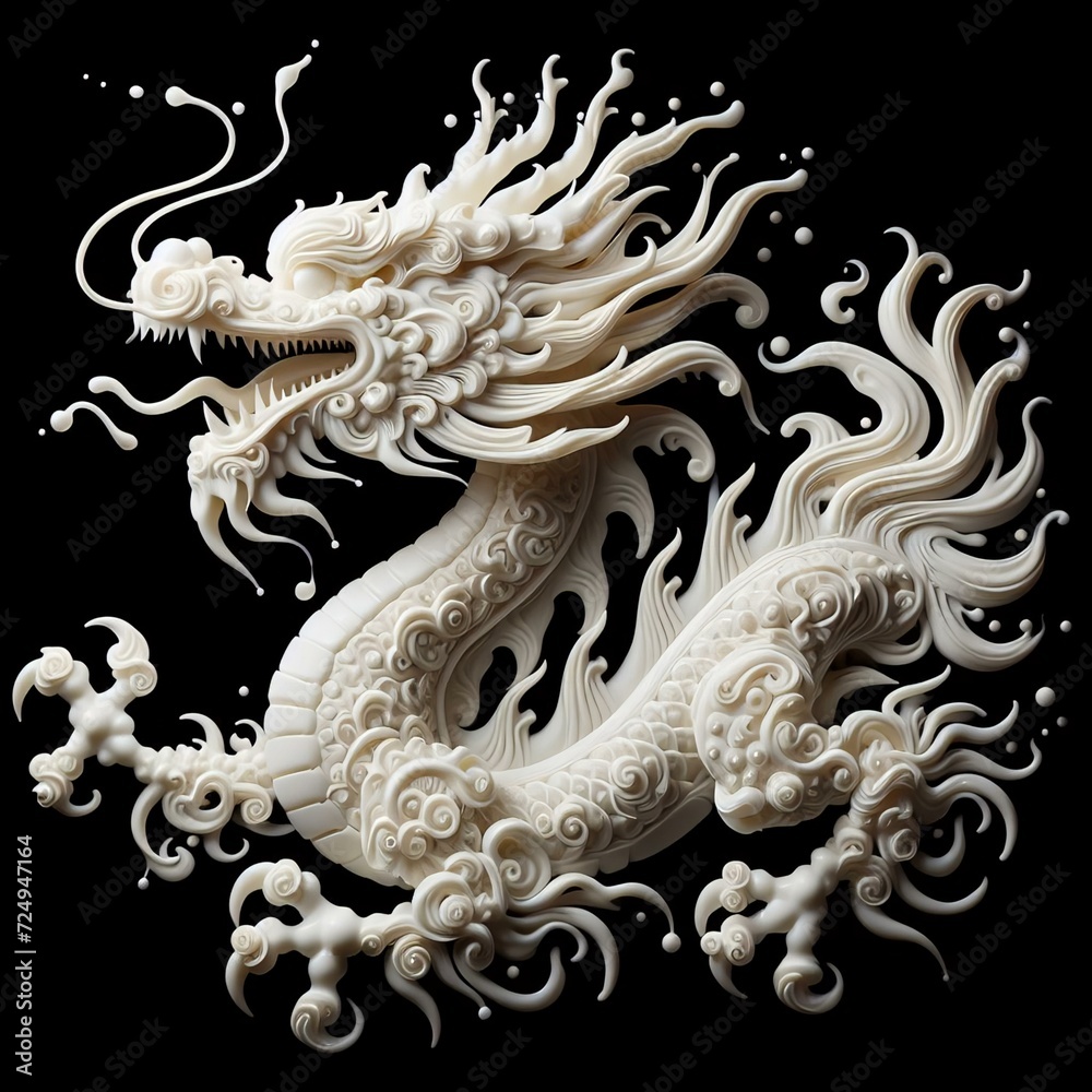 Obraz premium a chinese dragon made by milk liquid