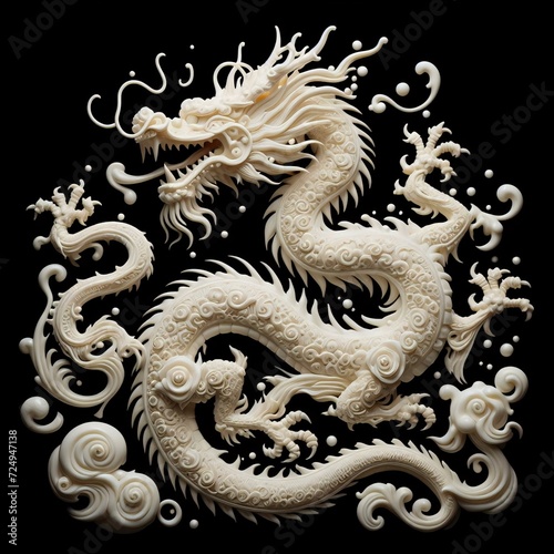 a chinese dragon made by milk liquid