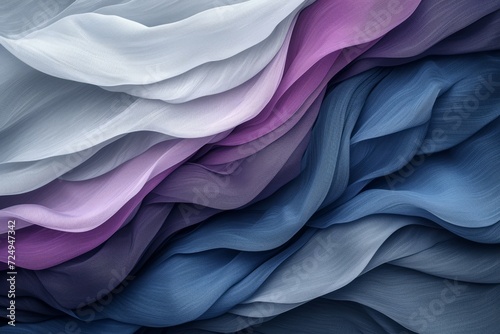 Blue and purple silk fabric with wavy folds