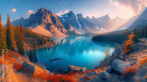 Scenic view of Moraine Lake in Banff National Park, Canada