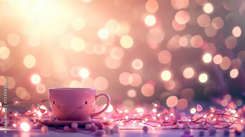 A cup of tea on bokeh background A cup of tea on bokeh background