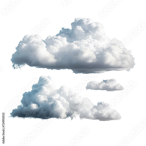 On sky, group of white clouds, Isolated on Transparent Background, PNG
