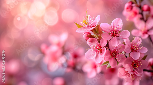 Sakura flowers cherry blossom on blur background.
