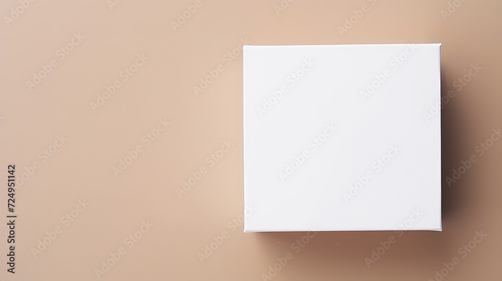 Blank white box mockup on beige background. Blank white box mockup on beige background.