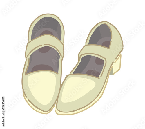 Doodle of classic women's shoes. Clip art of casual footwear. Cartoon vector illustration clipart isolated on white.